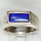 925 Sterling Silver Lapis Lazuli Inset Band Ring - Size 10.5