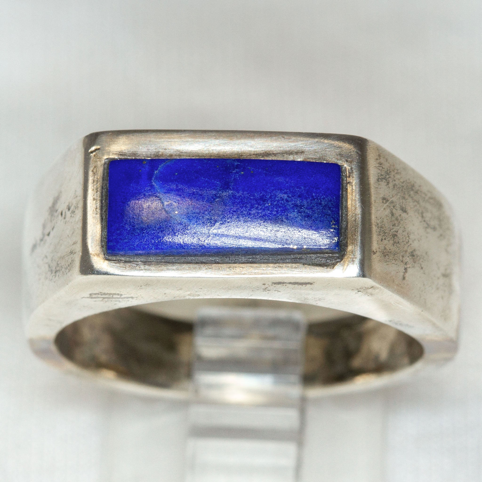 925 Sterling Silver Lapis Lazuli Inset Band Ring - Size 10.5