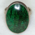 Sterling Silver Ring with 17x24mm Oval Green Stone, Size 8.5