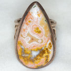 Lace Agate Teardrop Sterling Silver Ring - Size 7