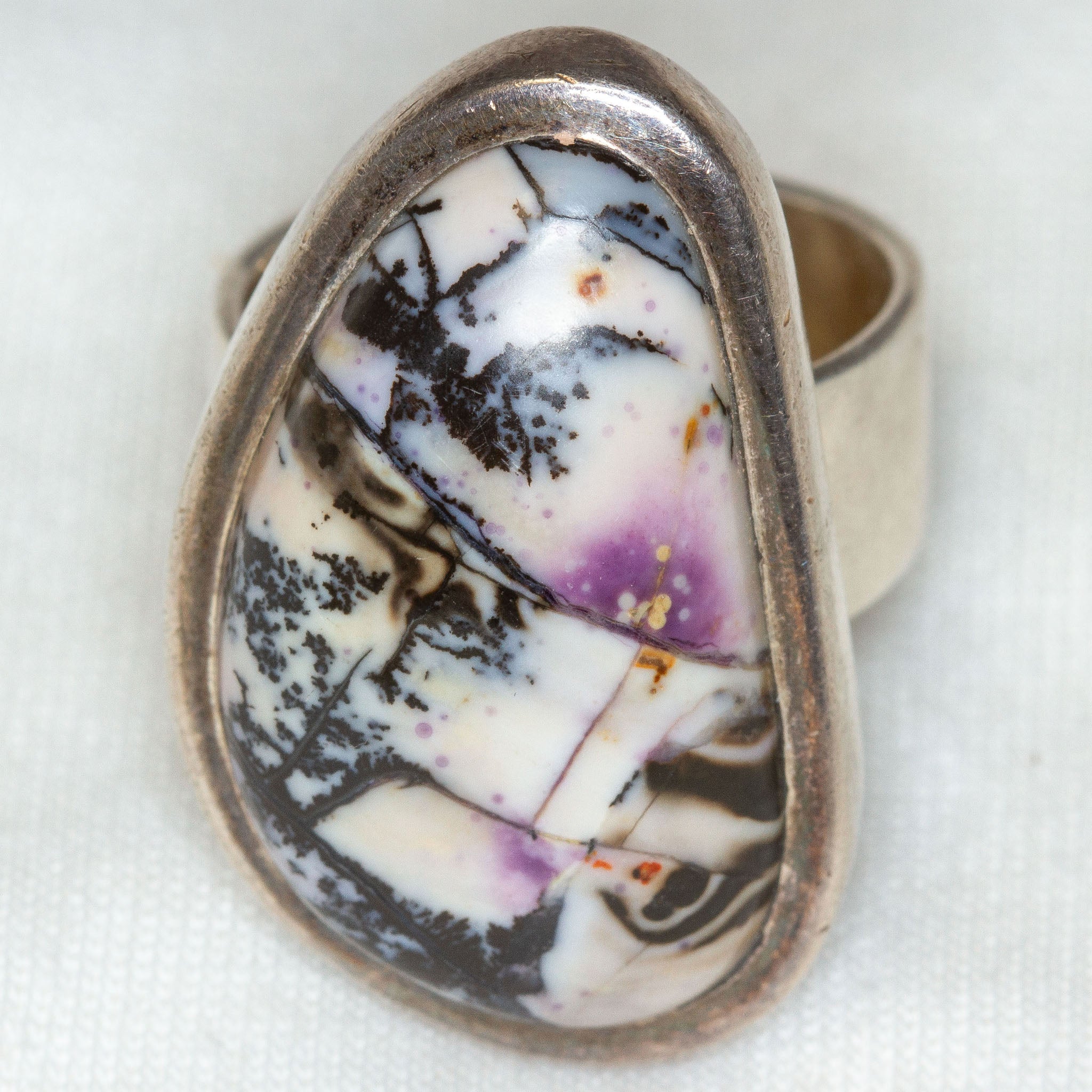 Dendritic Opal and Sterling Silver Statement Ring - Size 8 Main image