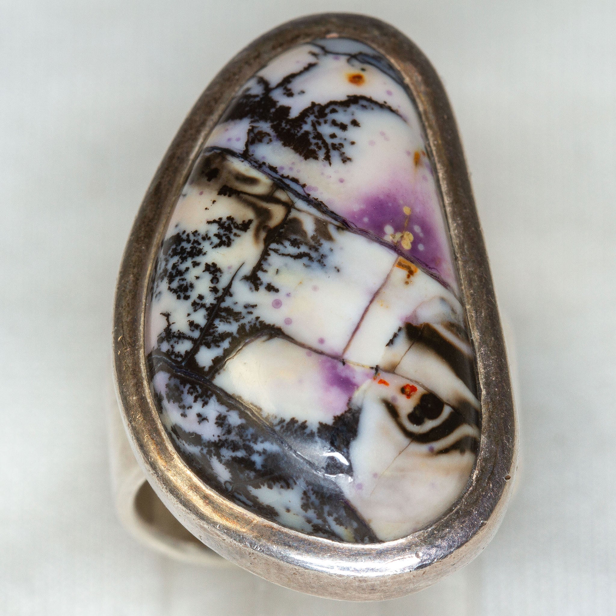 Dendritic Opal and Sterling Silver Statement Ring - Size 8 Secondary image