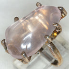 925 Silver Statement Ring with Free-Form Quartz Cabochon - Size 5.5