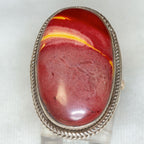 925 Silver Ring, 17x29mm Jasper Brunea Cabochon, Size 6.75