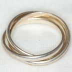 925 Silver Triple Band Interlocking Ring - Size 6.5