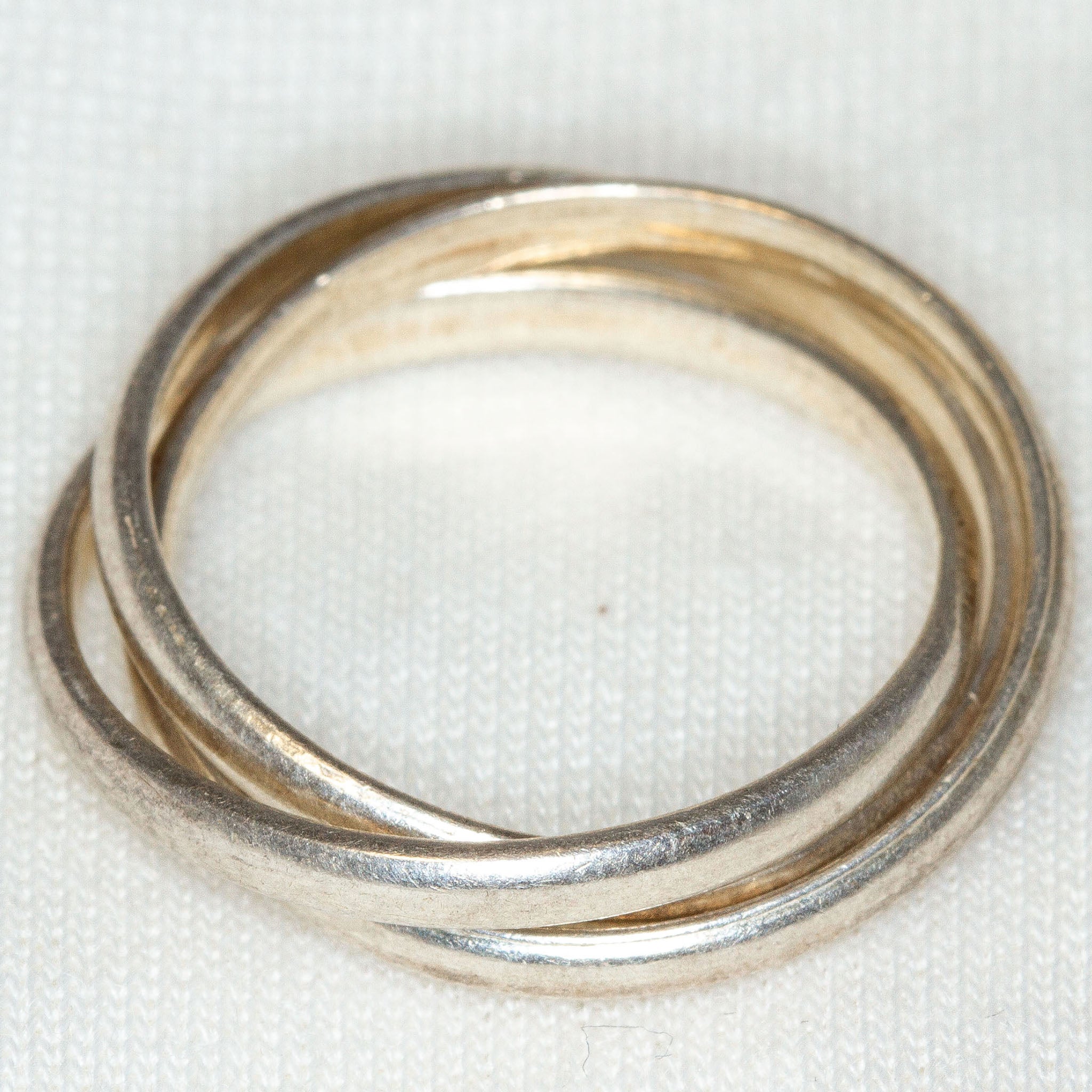 925 Silver Triple Band Interlocking Ring - Size 6.5