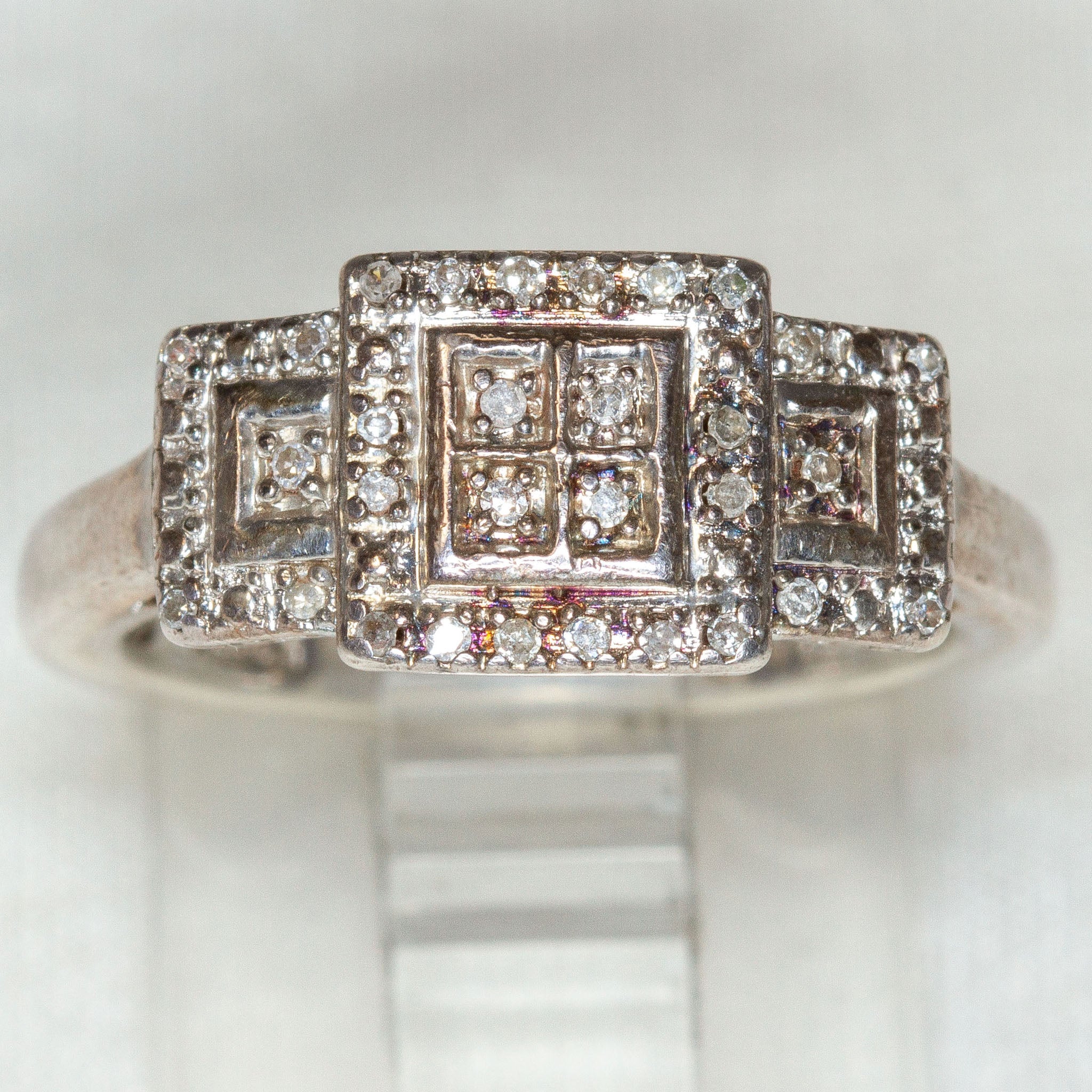 925 Silver Cubic Zirconia Cluster Ring - Size 6