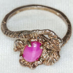 925 Silver Cast Ring with 5x7mm Synthetic Ruby Cabochon - Size 7.25