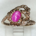 925 Silver Cast Ring with 5x7mm Synthetic Ruby Cabochon - Size 7.25