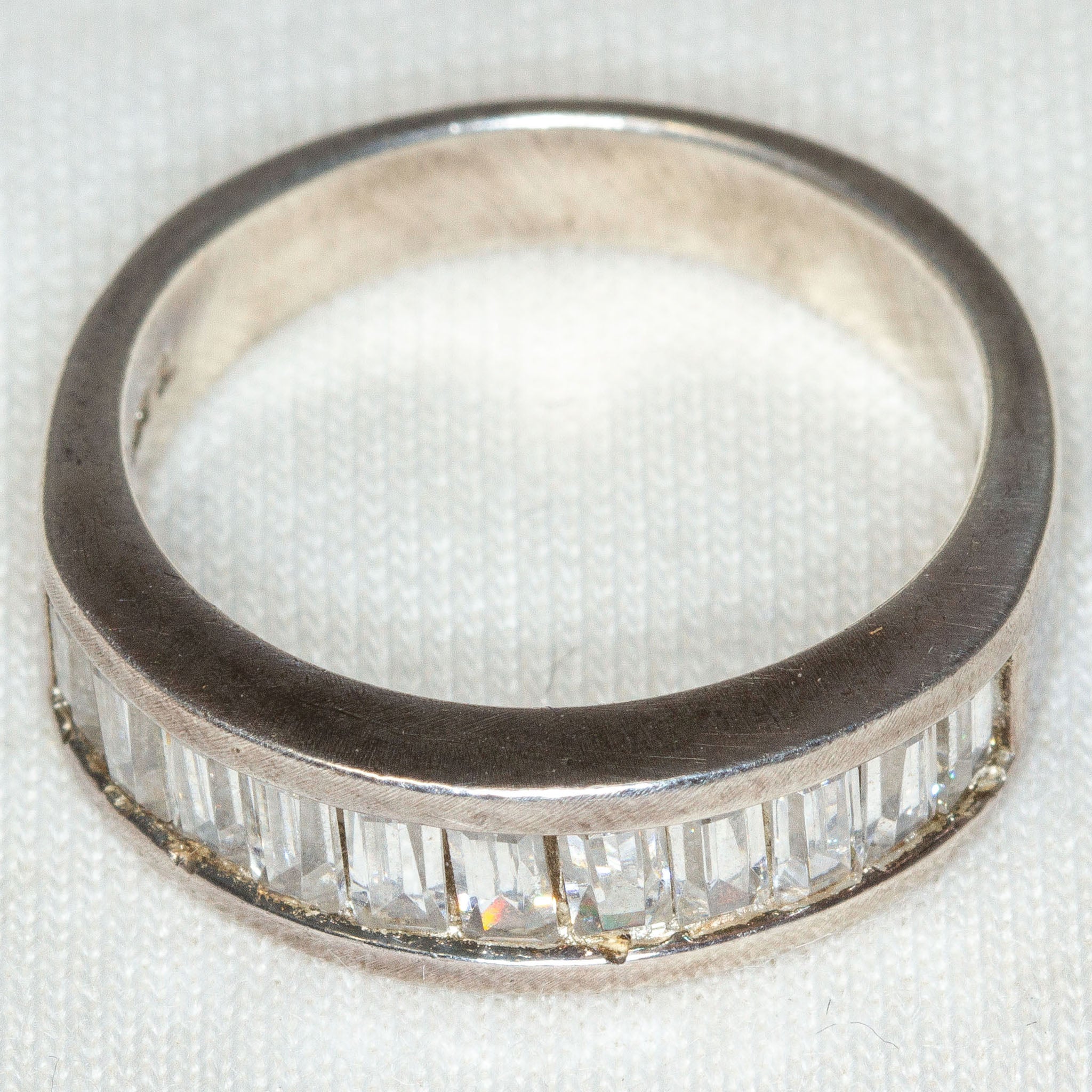 925 Silver Channel-Set Baguette CZ Eternity Band - Size 7 Main image