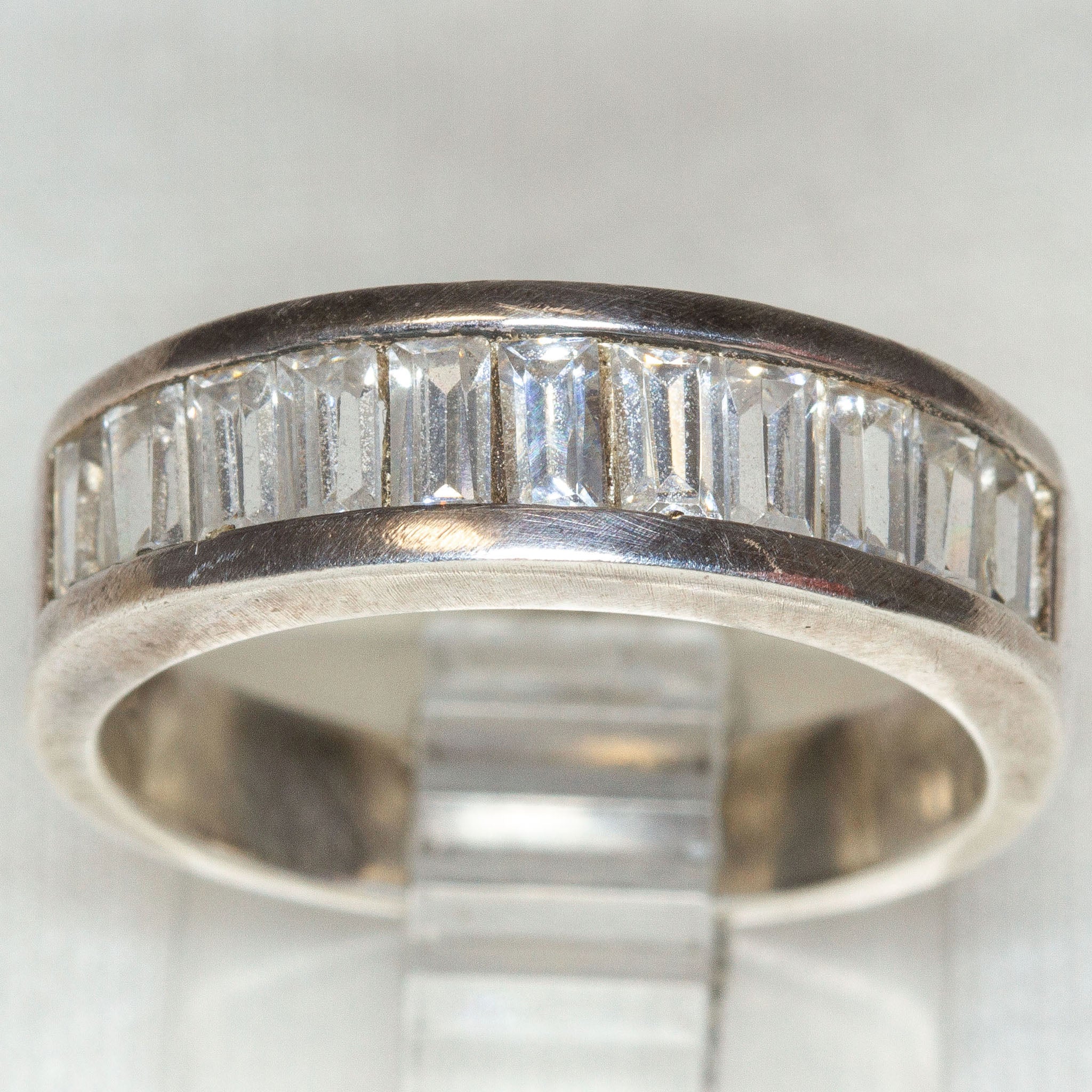 925 Silver Channel-Set Baguette CZ Eternity Band - Size 7 Secondary image