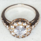 925 Silver Halo Ring with 7mm Round Cubic Zirconia - Size 7