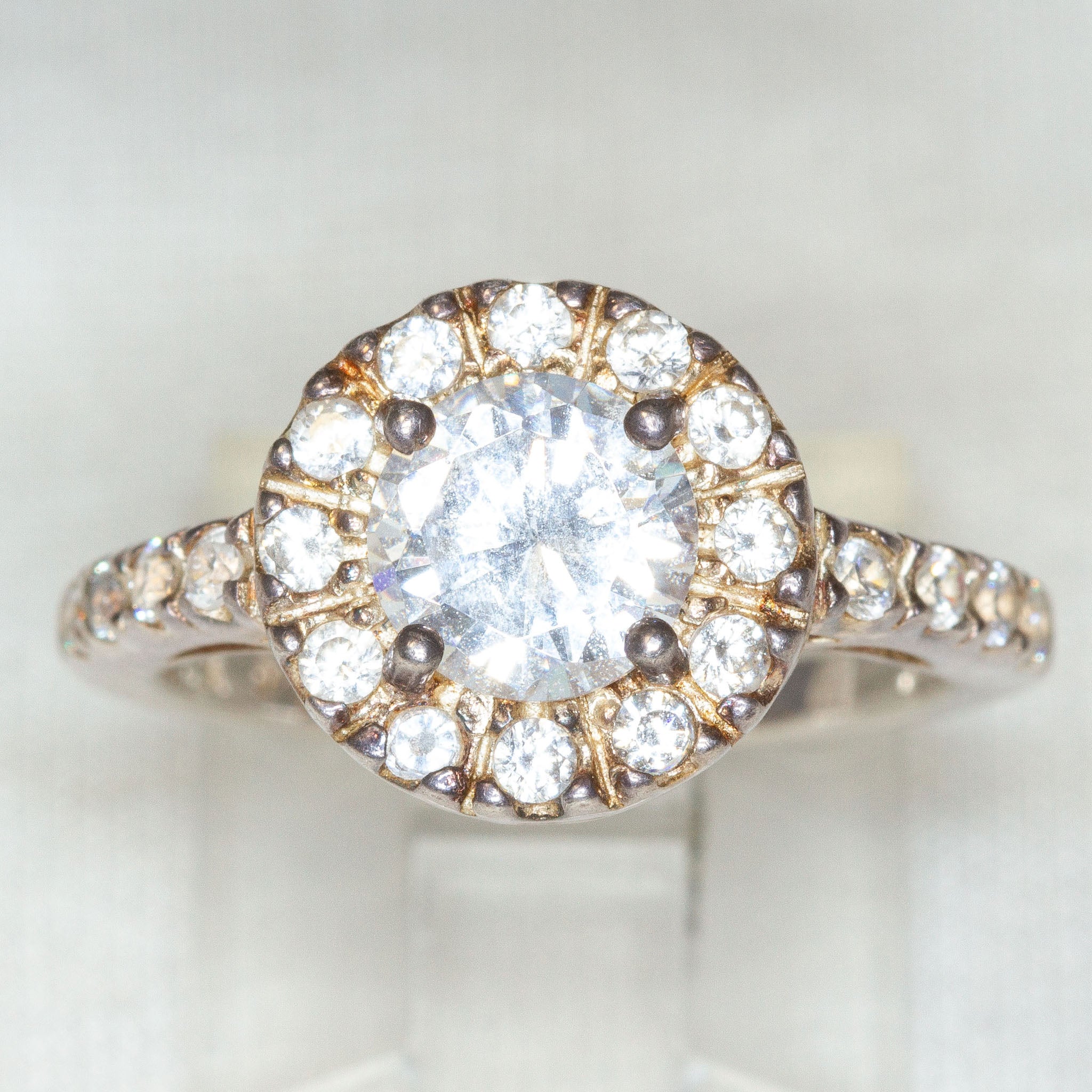 925 Silver Halo Ring with 7mm Round Cubic Zirconia - Size 7 Secondary image