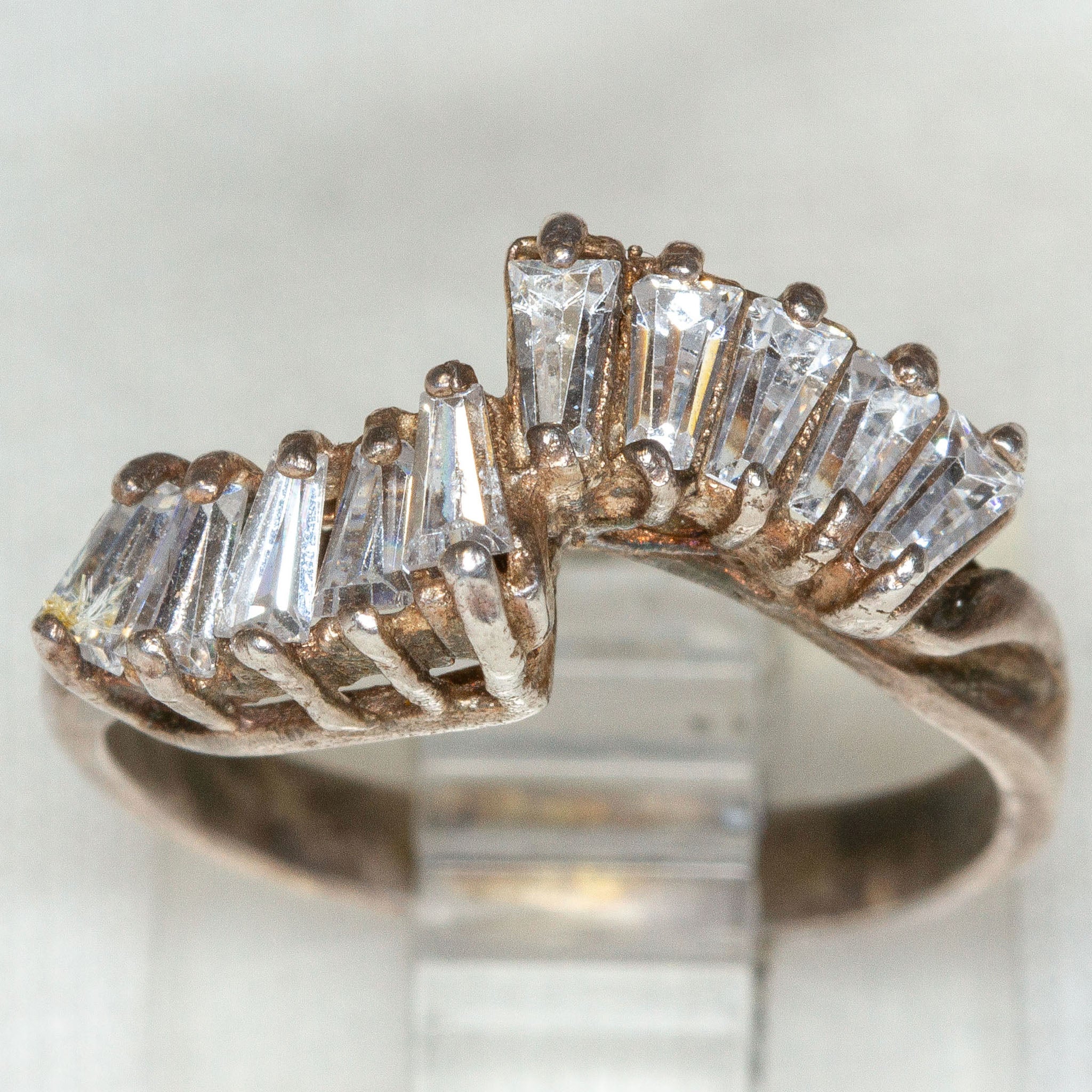 925 Silver Ring, 10 C.Z. Baguettes, Size 4 Secondary image