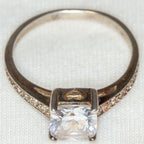 925 Silver Ring, 7x7mm Cubic Zirconia Center Stone, Size 8