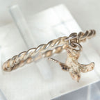 925 Silver Twisted Band Ring with Dainty Bird Charm - Size 5