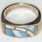 925 Silver Ring, Inlay Paua Shell, Size 7.75
