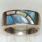 925 Silver Ring, Inlay Paua Shell, Size 7.75