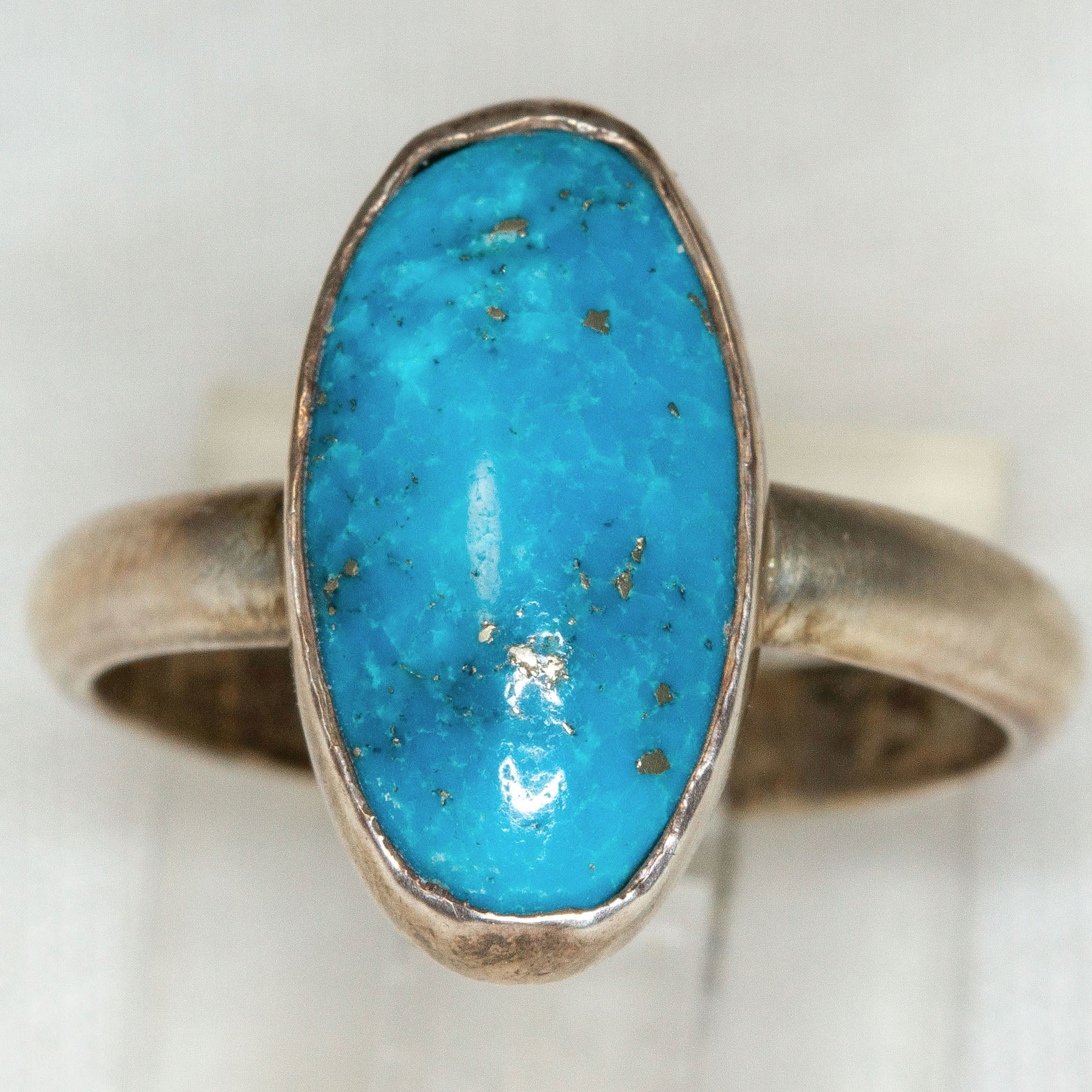 925 Silver Ring, 8x15mm Turquoise Cabochon, Size 6.75 Secondary image