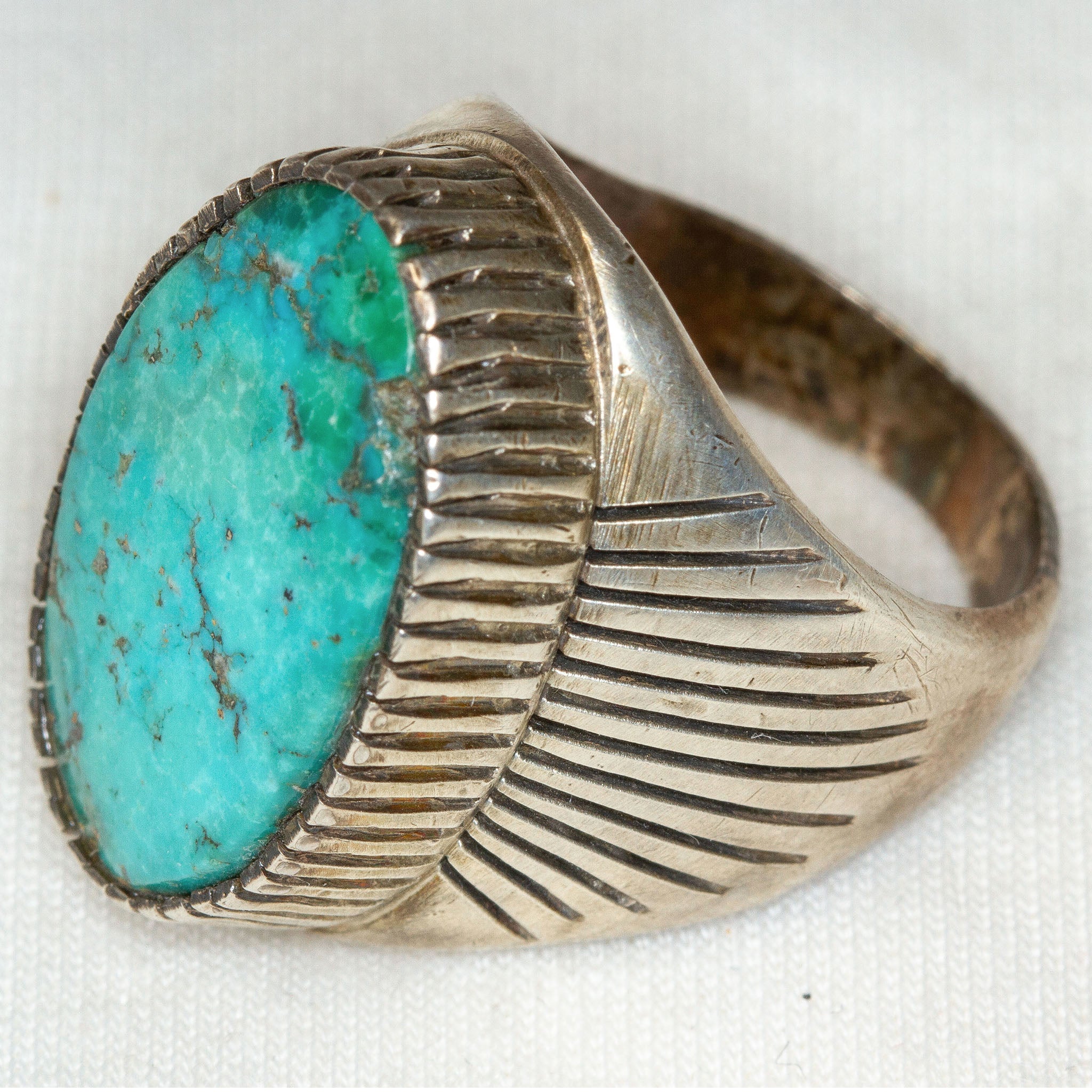 925 Silver Turquoise Statement Ring - Size 10.5