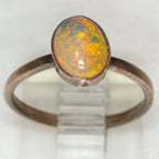 925 Silver Ring with 8x10mm Ethiopian Opal Cabochon - Size 6.5