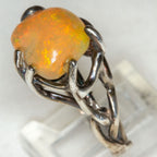 925 Silver Cast Opal Cabochon Statement Ring - Size 6.25