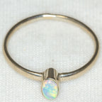 10K White Gold Opal Ring - Size 5.5