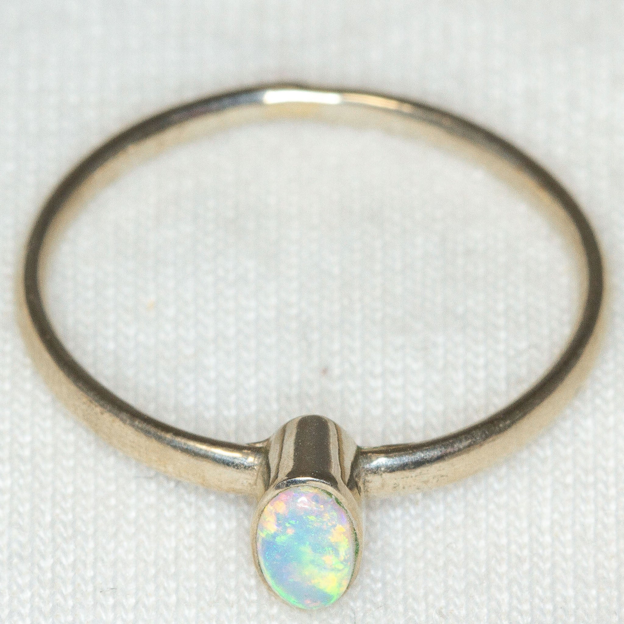 10K White Gold Opal Ring - Size 5.5