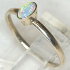 10K White Gold Opal Ring - Size 5.5