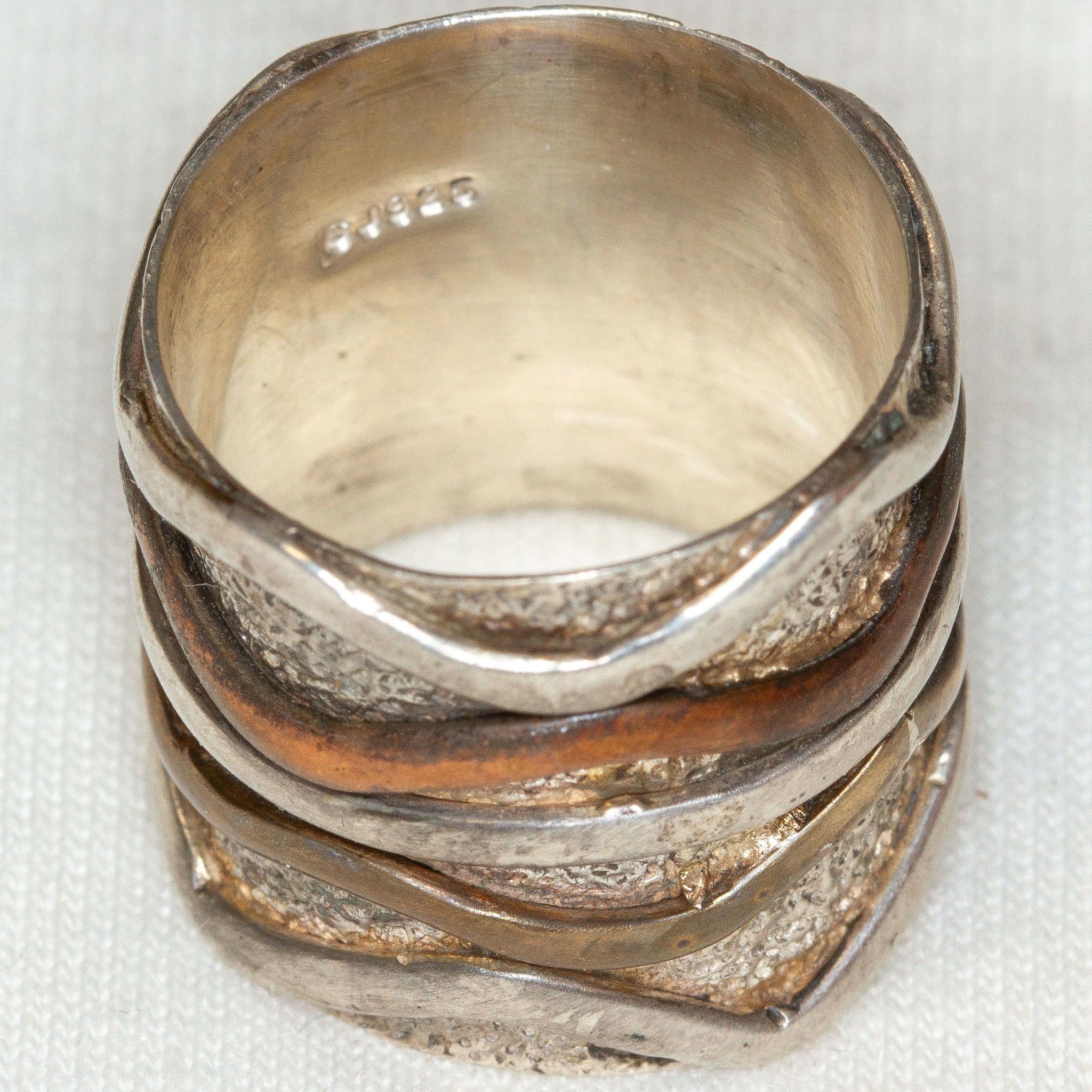 925 Silver Multi-Metal Mixed Band Ring - Size 6 Main image
