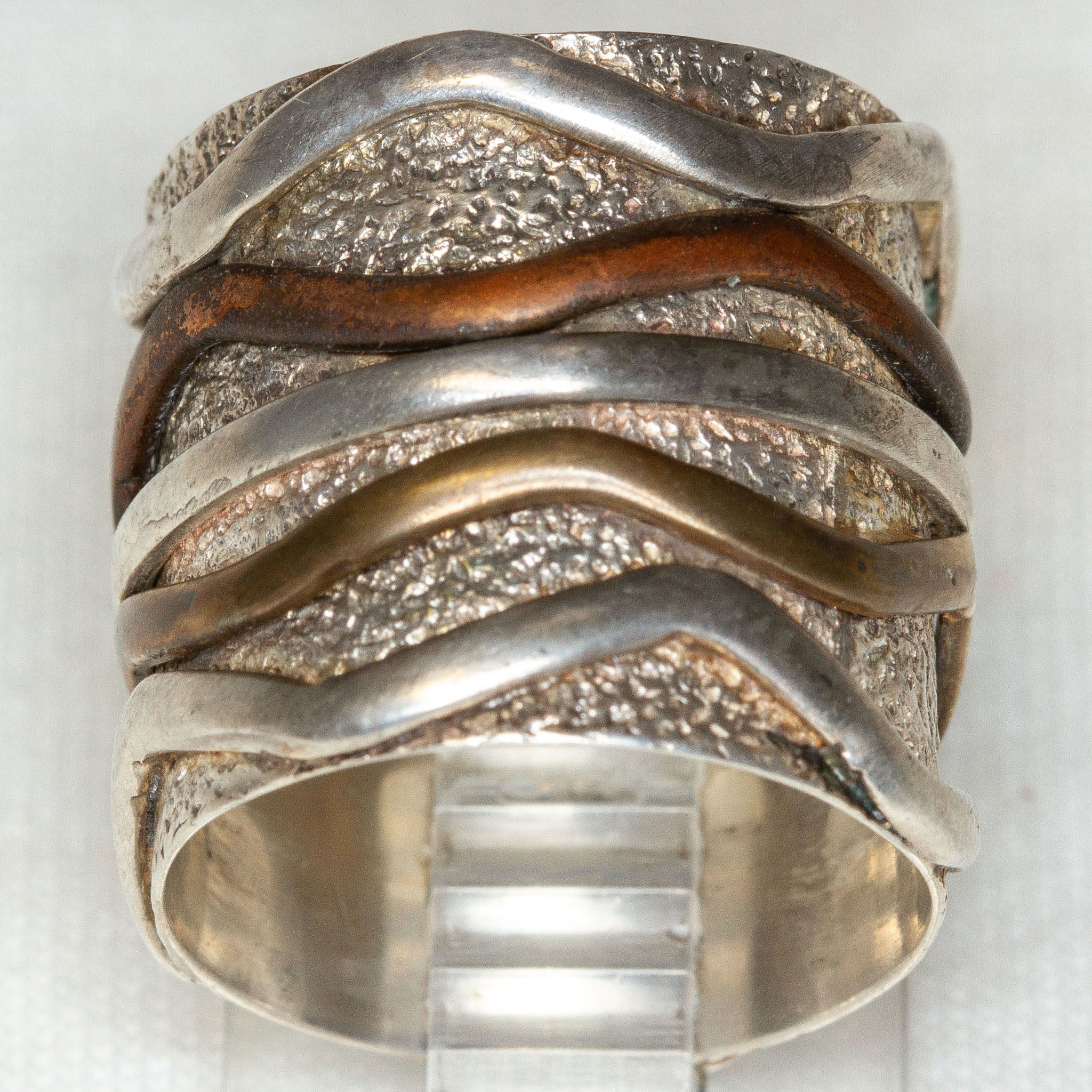 925 Silver Multi-Metal Mixed Band Ring - Size 6 Secondary image