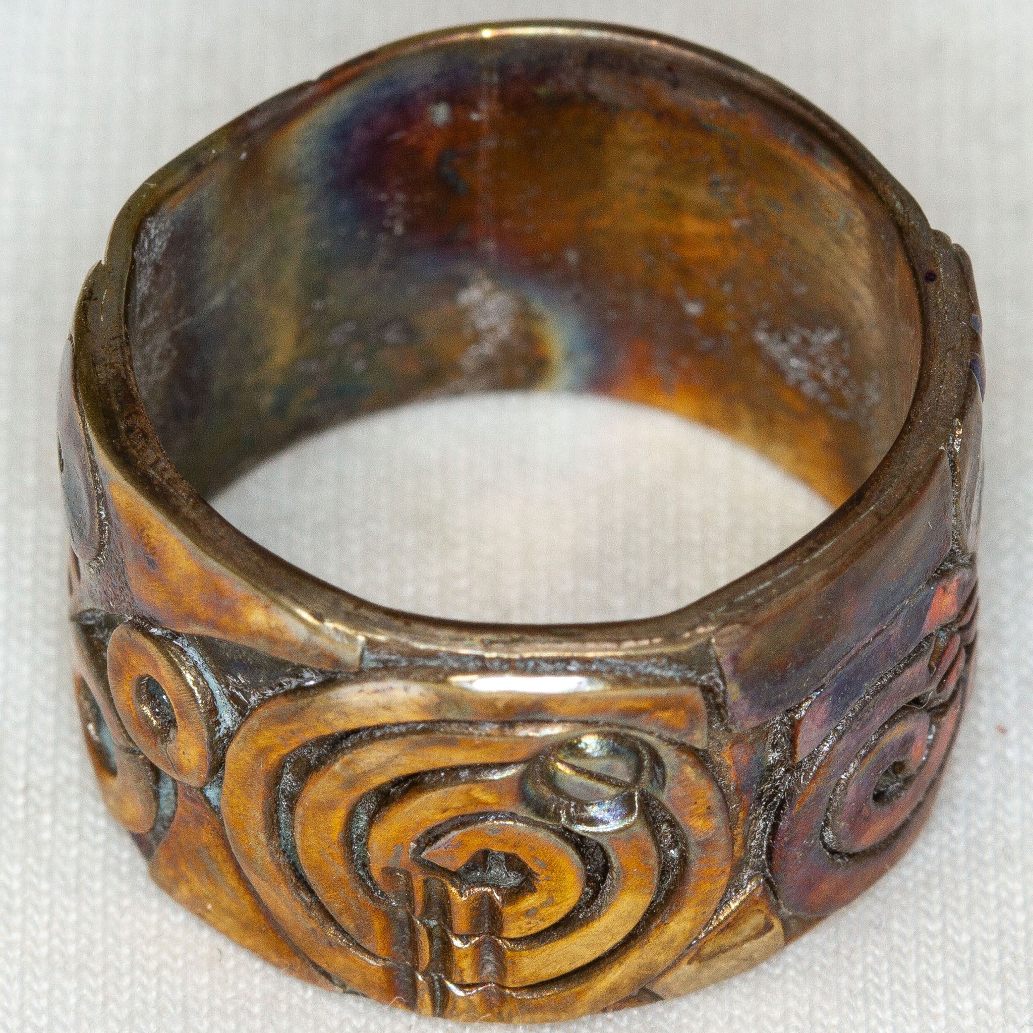 925 Silver Multi-Metal Statement Ring with Brass and Copper Trims - Size 9.25