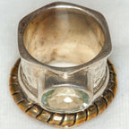 925 Silver Ring with Brass Trim and 9x11mm Clear Topaz - Size 6