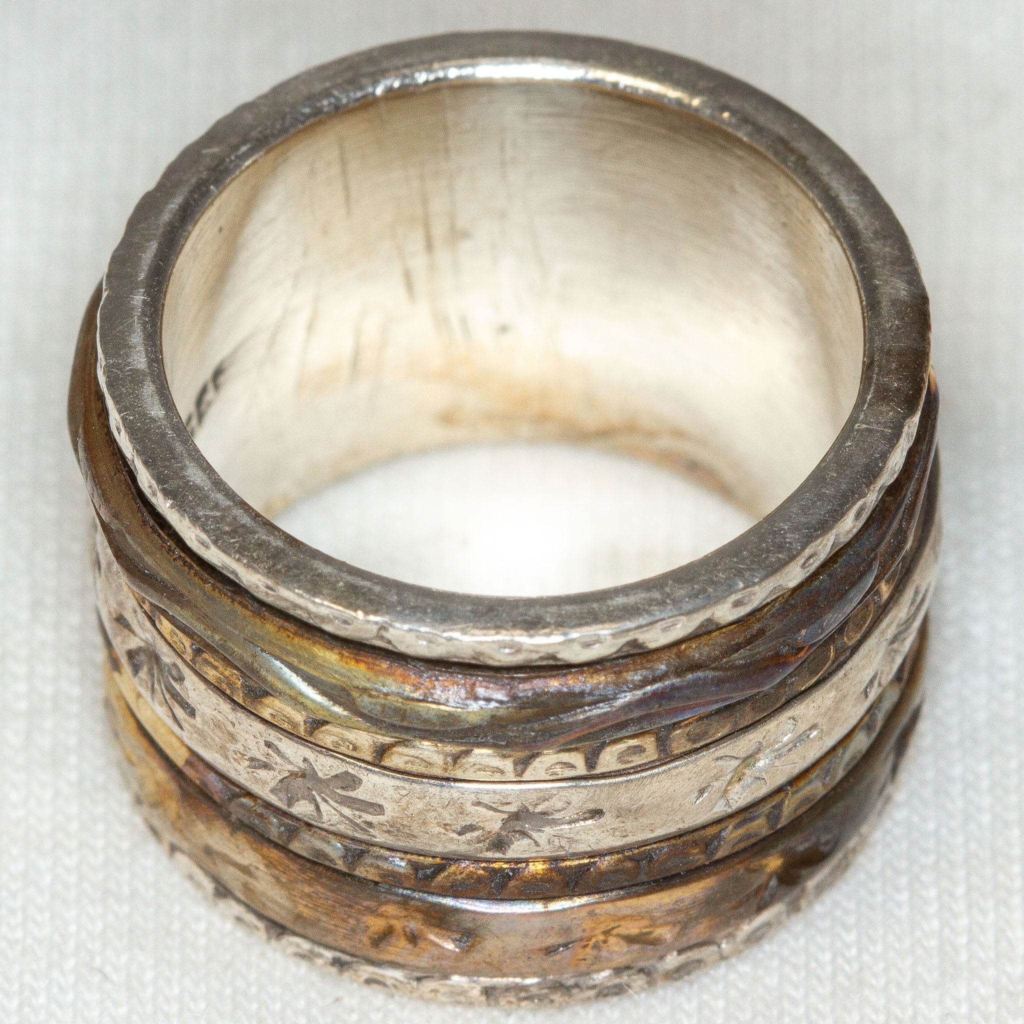925 Silver Quintuple Spin Ring - Size 6.5