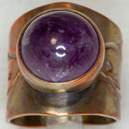 Copper Ring with 14mm Amethyst Cabochon - Size 7