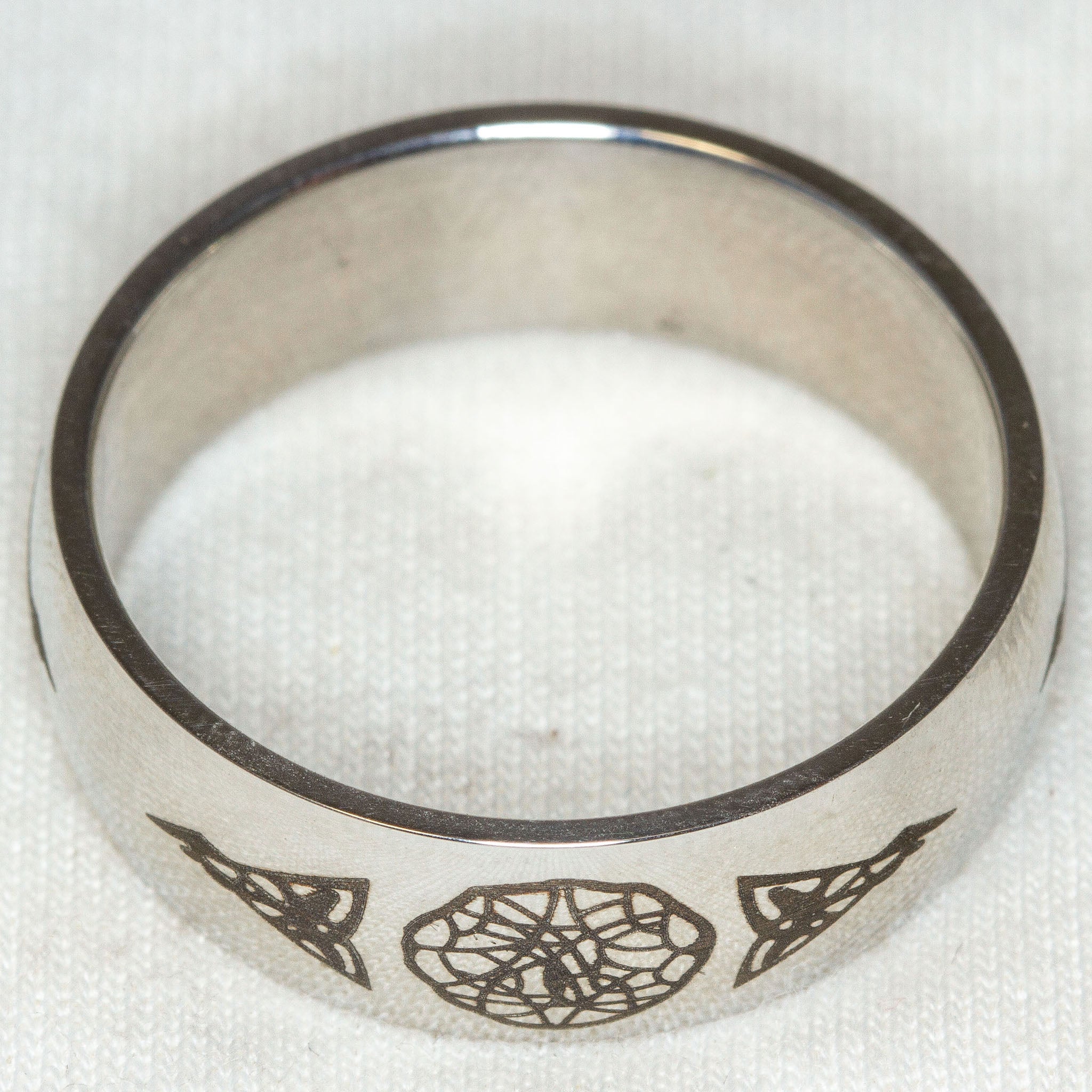 Stainless Steel Geometric Etched Band Ring - Size 14