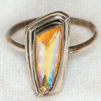 925 Silver Ring with Synthetic Iridescent Stone - Size 7.5